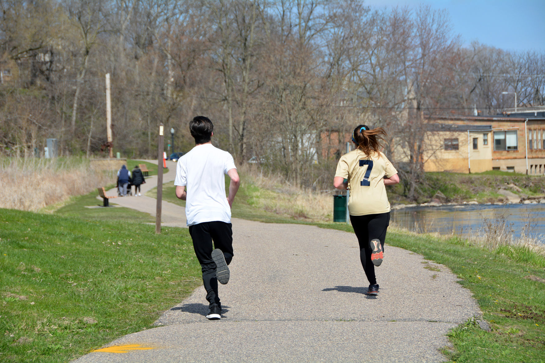 Running on river trail